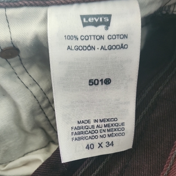 Levi’s 501 Straight Leg Jeans – Men’s 40x34, 100% Cotton, Button Fly, Brown - Picture 7 of 7